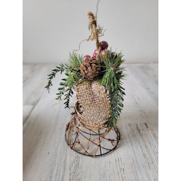 Glitter mistletoe Pinecone branch wire Bell xmas - Picture 2 of 5
